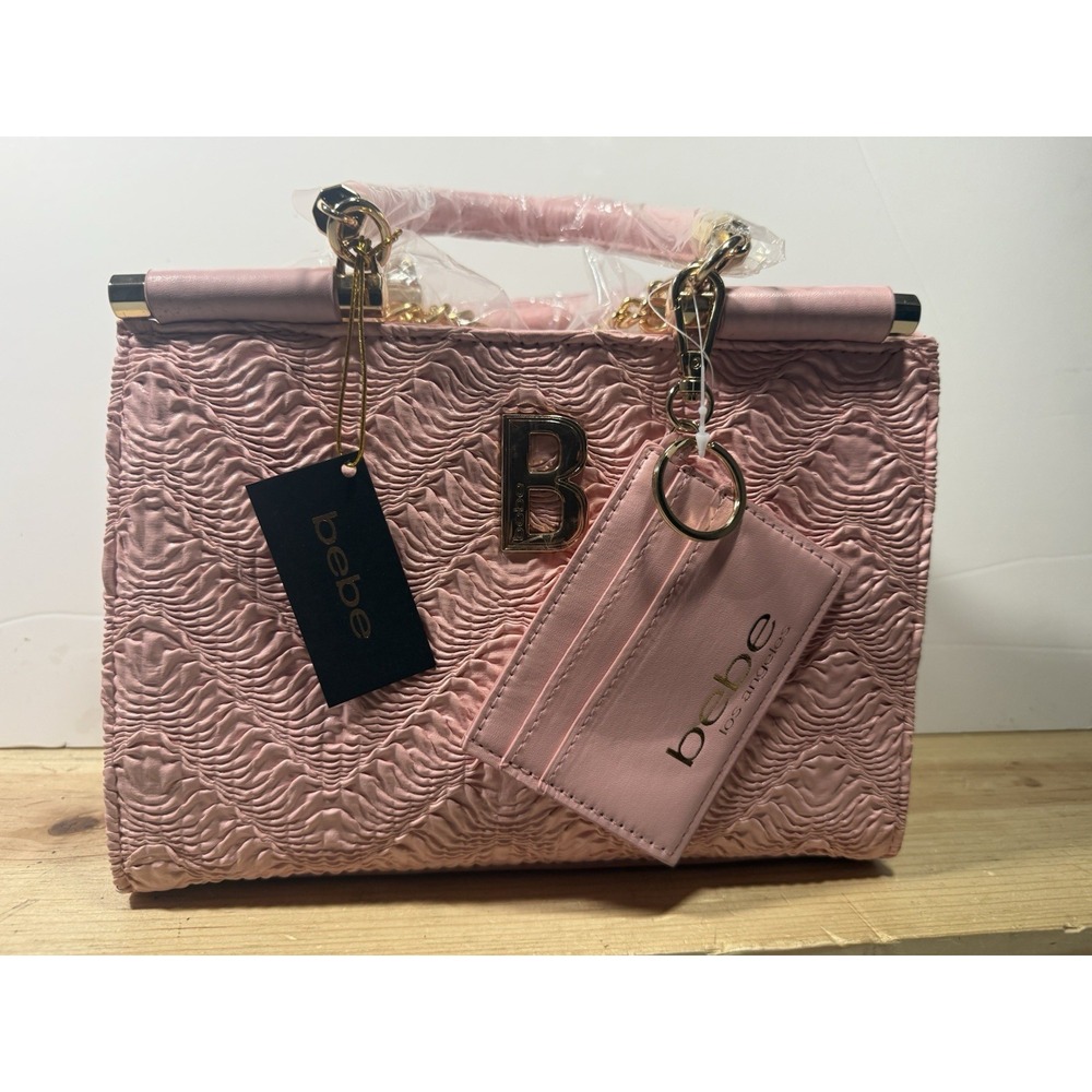 bebe Nola Small Satchel/Top Handle Crossbody Blush Quilted w/Strap NWT